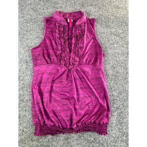 Heart Soul womens purple Medium sleeveless blouse with ruffels V-neck